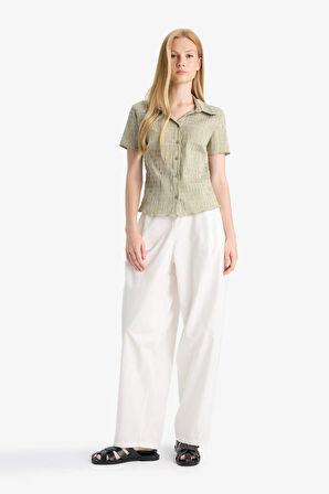 Coool Fitted Dokulu Kısa Kollu Gömlek