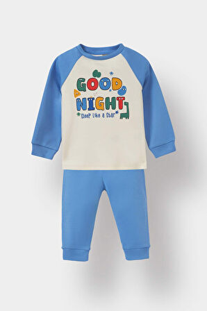 Erkek Bebek Pijama Takımı Baskılı Uzun Kollu Üst Uzun Alt