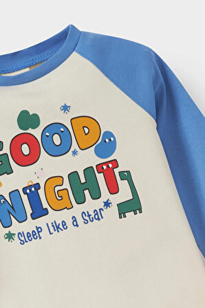 Erkek Bebek Pijama Takımı Baskılı Uzun Kollu Üst Uzun Alt