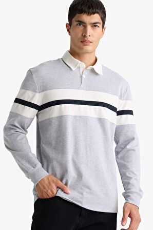 Regular Fit Polo Yaka Uzun Kollu Tişört
