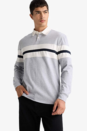 Regular Fit Polo Yaka Uzun Kollu Tişört