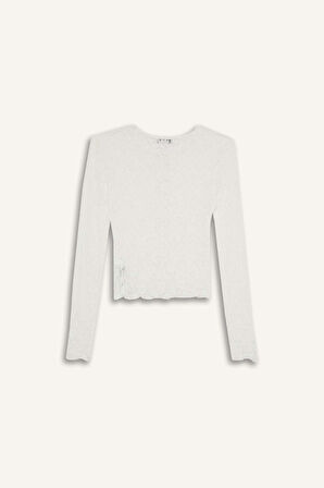 Fitted Bisiklet Yaka Dantel Hırka