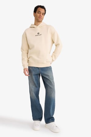 Ford Motor Company Boxy Fit Kapüşonlu Sırt Baskılı Sweatshirt 