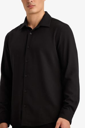 DeFacto Modern Fıt Polo Yaka Uzun Kollu Gömlek F9886AX26SPBK27