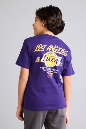 DeFacto %100 Pamuk NBA Los Angeles Lakers New Regular Fıt Bisiklet Yaka Kısa Kollu Tişört Erkek Çocuk G7613A826SMPR299