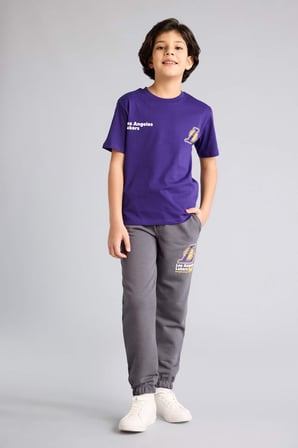 DeFacto %100 Pamuk NBA Los Angeles Lakers New Regular Fıt Bisiklet Yaka Kısa Kollu Tişört Erkek Çocuk G7613A826SMPR299
