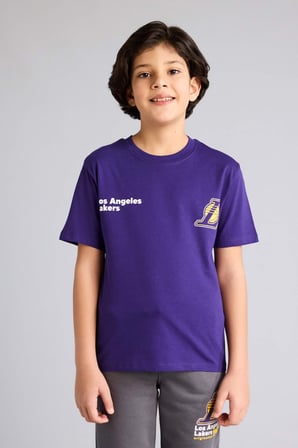 DeFacto %100 Pamuk NBA Los Angeles Lakers New Regular Fıt Bisiklet Yaka Kısa Kollu Tişört Erkek Çocuk G7613A826SMPR299
