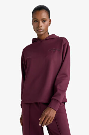 DeFactoFit Standart Fit Kapüşonlu Baskılı Sporcu Sweatshirt