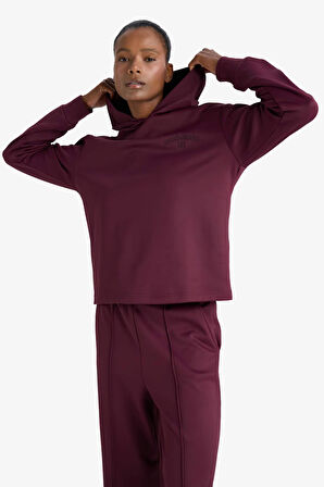 DeFactoFit Standart Fit Kapüşonlu Baskılı Sporcu Sweatshirt