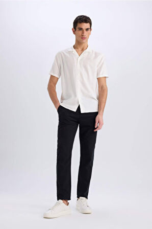 Modern Fit Yazlık Polo Yaka Basic Düz Kısa Kollu Gömlek
