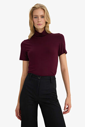 Slim Fit Dar Kesim Balıkçı Yaka Kısa Kollu Tişört