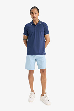 DeFactoFit Slim Fit Dar Kesim Polo Yaka Sporcu Kısa Kollu Pike Polo Tişört