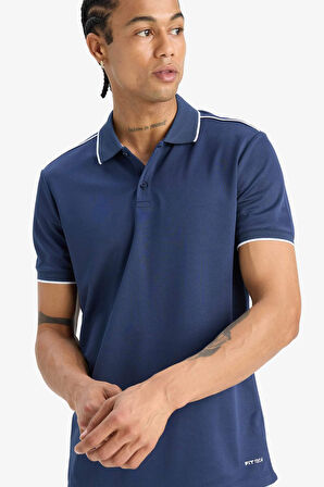 DeFactoFit Slim Fit Dar Kesim Polo Yaka Sporcu Kısa Kollu Pike Polo Tişört