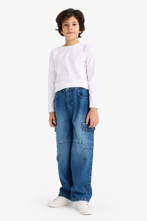 DeFacto %100 Pamuk Wıde Leg Cepli Jean Pantolon Erkek Çocuk G6165A826SPNM28