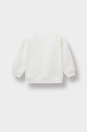 Erkek Bebek Bisiklet Yaka Baskılı Sweatshirt