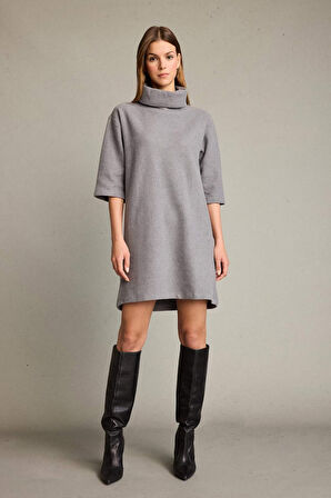 Balıkçı Yaka Yarım Kollu Mini Elbise