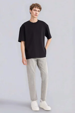 Defacto X3926AZBK81 Siyah Nefes Alabilen Oversize Tişört