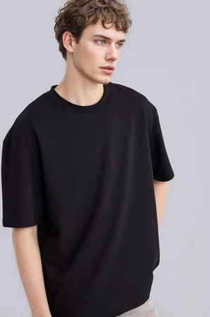 Defacto X3926AZBK81 Siyah Nefes Alabilen Oversize Tişört