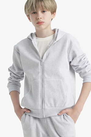 Erkek Çocuk Kapüşonlu Fermuarlı Sweatshirt
