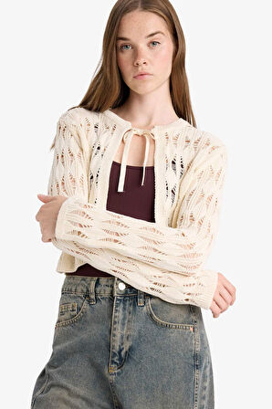 Slim Fit Dar Kesim Bisiklet Yaka Hırka