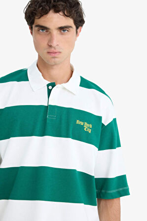 Boxy Fit Polo Yaka Kısa Kollu Kısa Kollu Tişört