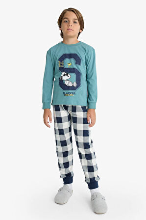 Erkek Çocuk Snoopy Pijama Takımı Uzun Kollu Üst Uzun Alt