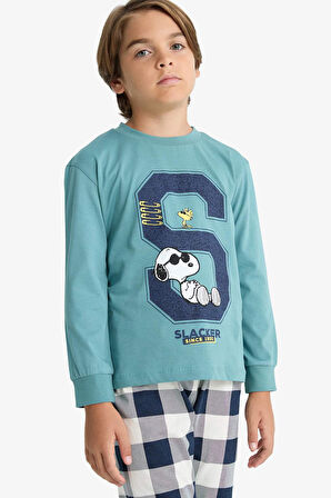 Erkek Çocuk Snoopy Pijama Takımı Uzun Kollu Üst Uzun Alt