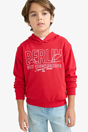 Erkek Çocuk Kapüşonlu Baskılı Sweatshirt 