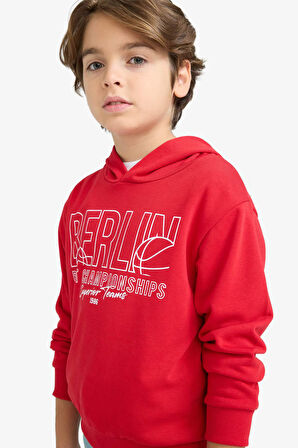 Erkek Çocuk Kapüşonlu Baskılı Sweatshirt 