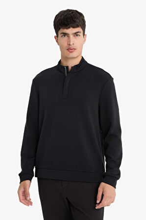Regular Fit Dik Yaka Yarım Fermuarlı Sweatshirt