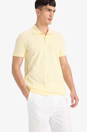 DeFacto %100 Pamuk Slim Fit Dar Kesim Polo Yaka Kısa Kollu Pamuklu Nakışlı Pike Tişört E2633AX25SMYL498