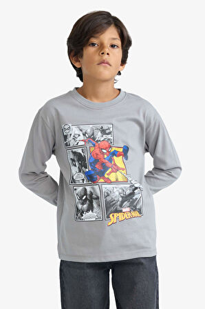 Erkek Çocuk Marvel Games Spiderman Bisiklet Yaka Uzun Kollu Tişört 