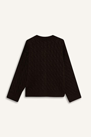 Relax Fit Bisiklet Yaka Triko Hırka