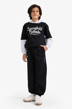 DeFacto Kapüşonlu Baskılı İçi Yumuşak Tüylü Sweatshirt Erkek Çocuk G5560A825CWBK81