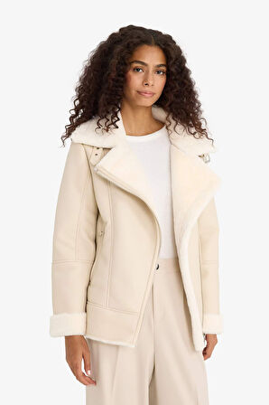 Su Geçirmez Oversize Geniş Kalıp Suni Kürk Astarlı Fermuarlı Mont