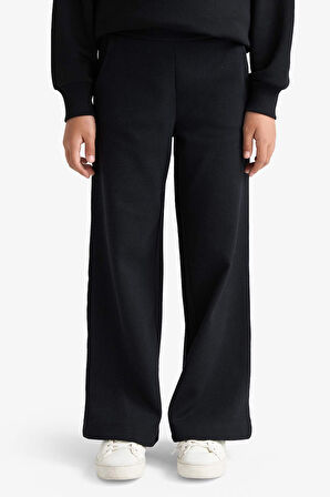 Kız Çocuk Wide Leg Waffle Cepli Geniş Paça Pantolon