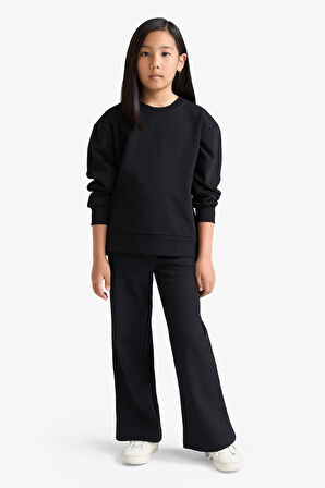 Kız Çocuk Wide Leg Waffle Cepli Geniş Paça Pantolon