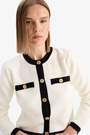 Regular Fit Bisiklet Yaka Triko Hırka