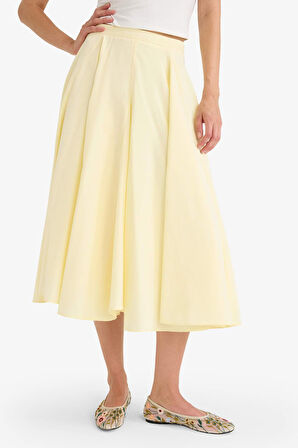 A Kesim Normal Bel Astarlı Poplin Maxi Etek