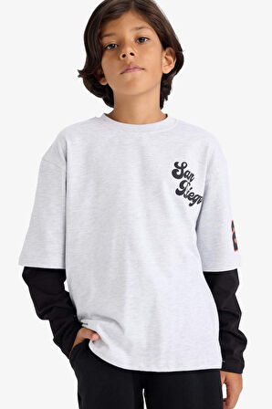 Erkek Çocuk 2'li Takım Baskılı Sweatshirt Eşofman Altı 