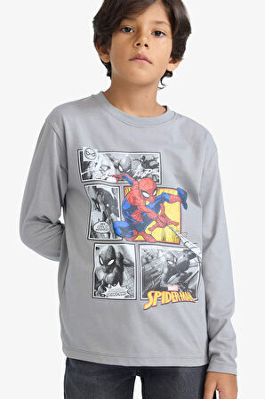 Erkek Çocuk Marvel Games Spiderman Bisiklet Yaka Uzun Kollu Tişört 
