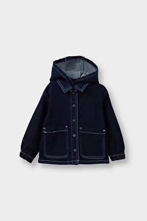 Kız Bebek Kapüşonlu Denim Ceket