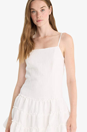 Regular Fit Askılı Modal Askılı Mini Elbise