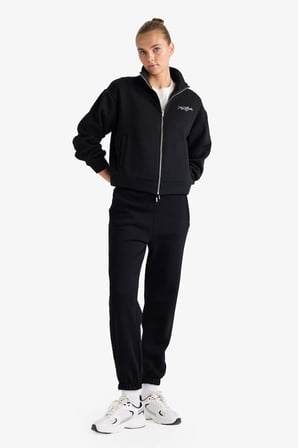 Relax Fit Yarım Balıkçı Yaka Baskılı Kalın Sweatshirt Kumaşı Hırka