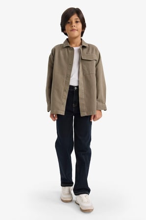 DeFacto Oversize Geniş Kalıp Polo Yaka Uzun Kollu Gömlek Erkek Çocuk G3621A825AUKH401