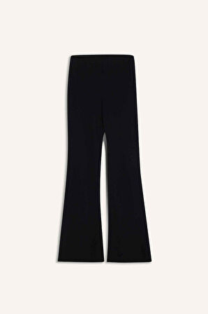 DeFactoFit Flare Fit Toprlayıcı Yüksek Bel İspanyol Paça Standart Boy Ribana Sporcu Pantolon