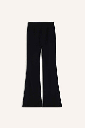 DeFactoFit Flare Fit Toprlayıcı Yüksek Bel İspanyol Paça Standart Boy Ribana Sporcu Pantolon