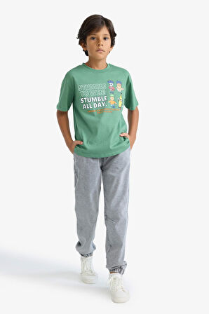 Erkek Çocuk Stumble Guys Bisiklet Yaka Kısa Kollu Tişört