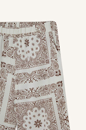 Regular Fit Şal Desenli Plaj Pantolonu-Fall in Love
