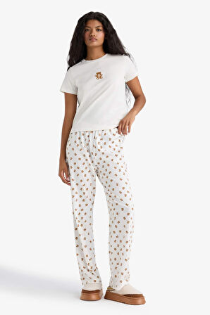 Pijama Takımı Regular Fit Baskılı Kısa Kollu Üst Desenli Uzun Alt-Fall in Love